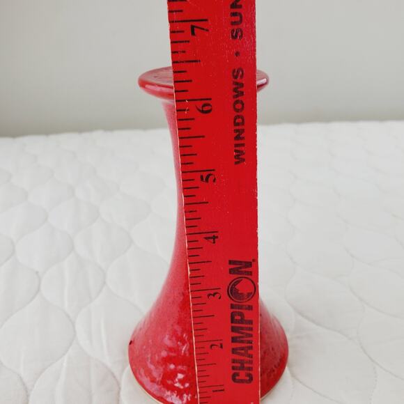 Vintage Owens Pottery 3PC Set Hand Crafted Candle Holder Red Handled Collectible - Picture 10 of 13